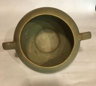 Vintage McCoy Floraline Pottery Planter Bowl Vase Speckled Sage Green 5