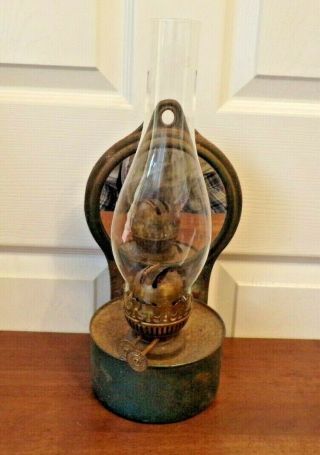 Vintage Mirror Wall Mounted Or Standing Oil / Paraffin Lamp Order