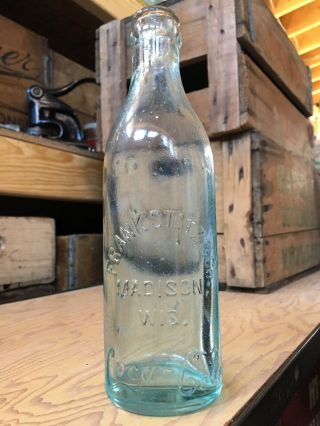 Vintage Coca - Cola Bottle Script Frank Statz Co Madison Wisconsin Soda Coke Glass