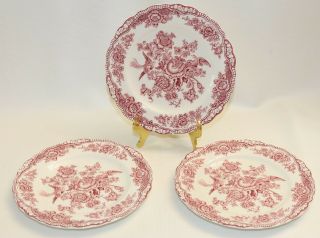 3vintage Crown Ducal Pink Bristol Bread And Butter Plate Pink Red 5.  75 " England