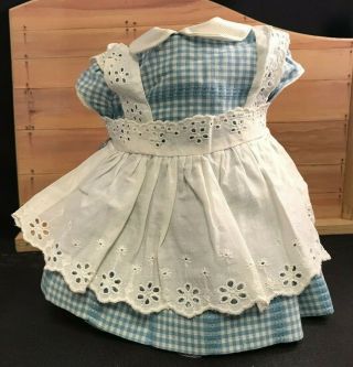 Adorable Vintage Chatty Cathy Blue Gingham Dress With White Eyelet Apron