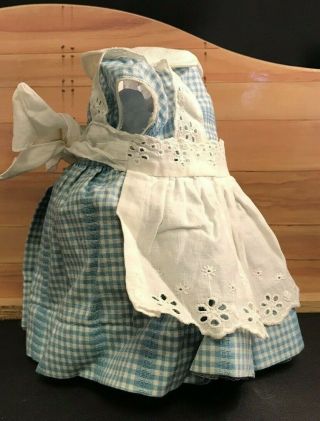 ADORABLE VINTAGE CHATTY CATHY BLUE GINGHAM DRESS WITH WHITE EYELET APRON 4