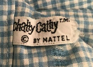 ADORABLE VINTAGE CHATTY CATHY BLUE GINGHAM DRESS WITH WHITE EYELET APRON 8