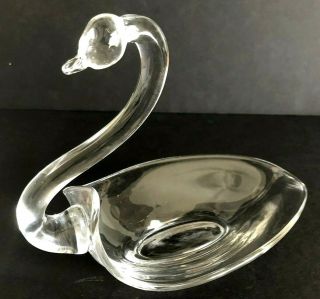 Vintage Duncan & Miller Tiffin Clear Glass Swan Candy/Nut Dish Bowl 6 