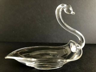 Vintage Duncan & Miller Tiffin Clear Glass Swan Candy/Nut Dish Bowl 6 
