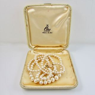 Ciro Vintage 2 Row/strand Graduated Faux Pearl Necklace 16 " With 9 Ct,  Box Clasp