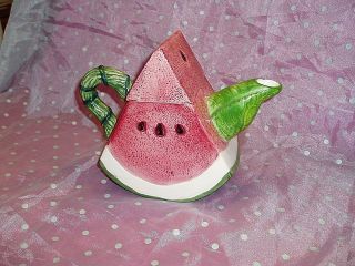Unique,  " Vtg,  Watermelon Teapot W/lid ",  By Cardinal Inc.  1994,  Pick Of The Crop