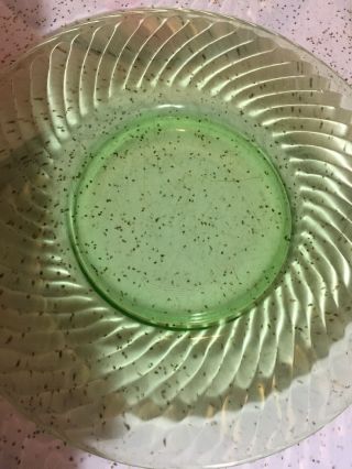 Vintage Green Depression Glass Swirl Pattern 8 " Luncheon Plates - Set Of 6