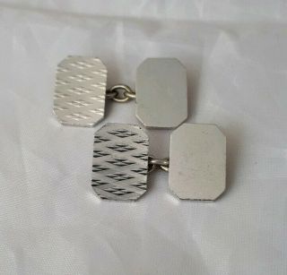 Vintage Sterling Silver Art Deco Style Cufflinks Henry Griffith & Sons 1972
