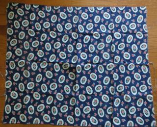 Vintage Feedsack Navy Pink White Floral Feed Sack Quilt Sewing Fabric 2