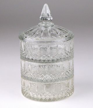 Vintage Indiana Glass 3 Tier Candy Dish With Lid Covered Stacking