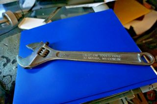 Vintage Snap On 12 " Adjustable Wrench,  Alloy Steel,  Blue Point,  Kenosha Wisconsin