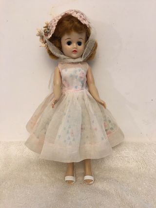 Vintage Vogue Jill Doll Dressed In Pink Organdy Dress With Hat 7415