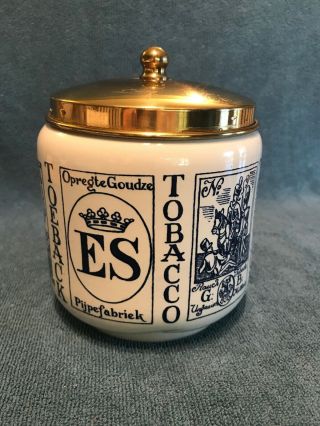 Vintage Royal Goedewaagen Gouda Pottery Pipe Tobacco Canister (holland)