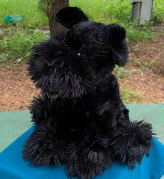 Vintage Walmart Fuzzy Black Schnauzer Puppy Dog Lovey Plush Stuffed Animal Toy