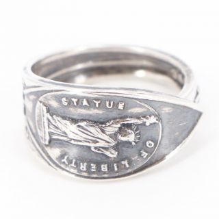 Vtg Sterling Silver - York Statue Of Liberty Spoon Handle Ring Size 8 - 5g