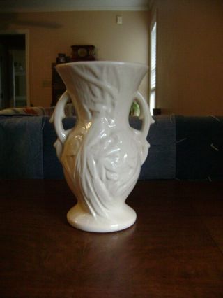 Vintage MCCOY Pottery White Peacock Bird of Paradise Double Handles Vase 5038 2