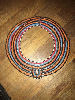 Vintage Authentic African Beaded Tribal Collar Necklace Gorgeous