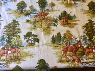 House N Home Vintage Fabric Draperies Retro Hunting Lodge Deer woods,  2 panels. 4