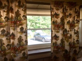 House N Home Vintage Fabric Draperies Retro Hunting Lodge Deer woods,  2 panels. 5