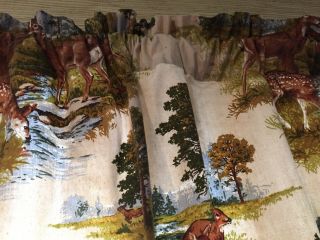 House N Home Vintage Fabric Draperies Retro Hunting Lodge Deer woods,  2 panels. 7