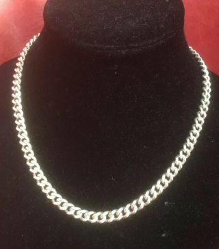 Vintage Bold Sterling Silver Curb Link Dress Necklace Chain.  Italy