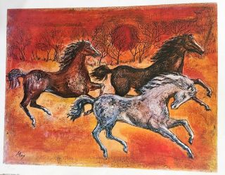 Vintage Max Horses On The Run Limited Edition Hand Signed & Numbered Print