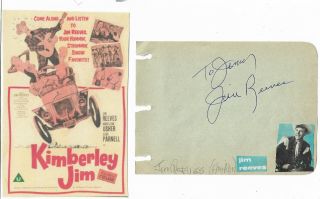 Jim Reeves Vintage Early 50s In Person Hand Signed Page With Image.  Rare.