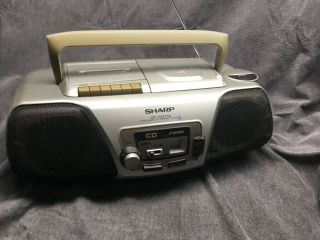 Sharp Qt - Cd111 Portable Cd Stereo System With Cassette Deck,  Vintage,
