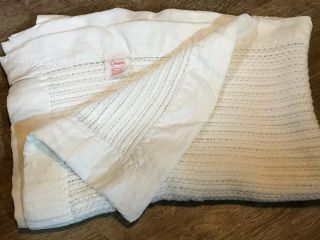 Vintage White Acrylic Blanket W White Satin Binding 32 X 45 Carters Usa 27