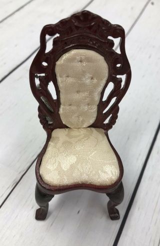 Dollhouse Miniature 1:12 Scale Ornate Victorian Dining Room Chair In Mahogany