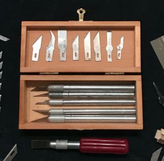 ViNTAGE X - ACTO Knife Set with Box,  6 Knifes,  Razor Saw & 35,  Blades 2