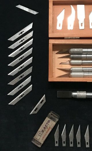 ViNTAGE X - ACTO Knife Set with Box,  6 Knifes,  Razor Saw & 35,  Blades 3