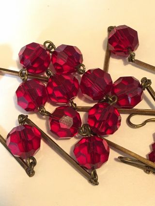 Art Deco Vintage Style Ruby Red Faceted Glass Crystal Bead Paste Necklace