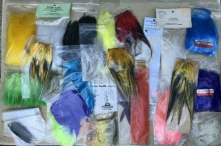 Vintage Feathers Fly Fishing Tying Flies Lures Marabou Saltwater Saddle Hackle