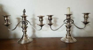 A Lovely Vintage Silver Plated Three Candelabra Candlestick Holders
