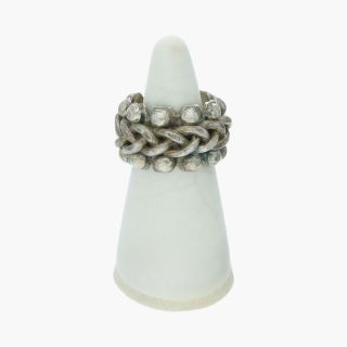 Goodbyebabylon / Sterling Silver Vintage Dotted Braided Band / Ring 5.  5 (13g)