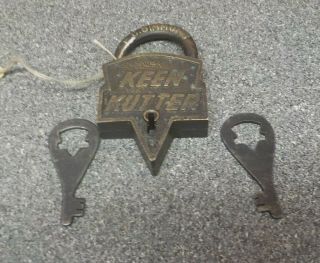 Vintage E C Simmons Keen Kutter Brass Lock And Key Santa Fe St.  Louis U S A