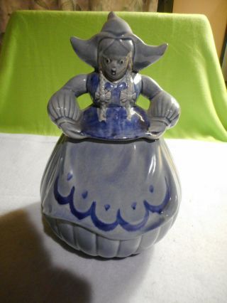 Vintage Red Wing Pottery Blue Dutch Girl Cookie Jar.