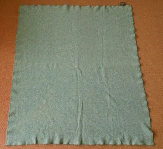 Vintage Green Pearce Woolrich Blanket Made In Usa W/ Herringbone Pattern