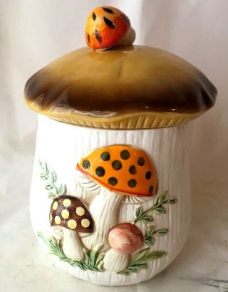 Vintage 1976 Sears And Roebuck Merry Mushroom Ceramic Cookie Jar