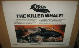 Vintage 1977 Orca The Killer Whale Half Sheet Movie Poster 22 X 28
