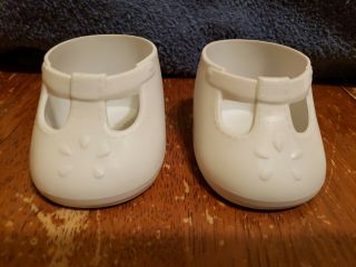 Pair Ofmy Child White T - Strap Mary Jane Style Doll Shoes Vintage 1985