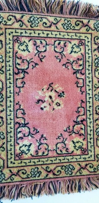Vintage French Peach 100 Wool Rug From France Fringed Ends 14 X 9 "
