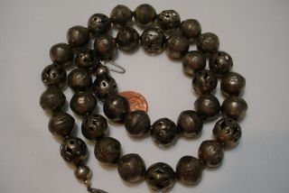 VINTAGE Silver ON COPPER Bead Necklace Native American 18 Inches Long 2