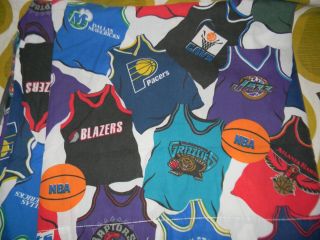 Vtg 90s Nba Basketball Full Size 4pc Bed Sheet Set Fabric 76ers Bullets Bulls