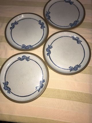 Vintage Midwinter Stoneware Blue Floral 10.  5” Dinner Plates Set Of 4 England