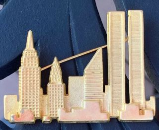 Vintage World Trade Center Empire State Twin Towers Chrysler York Pin Brooch
