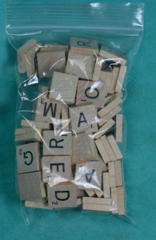 Vtg Scrabble Tiles 100 Wooden Alphabet For Crafting & Jewelery