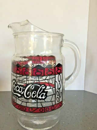 Vintage Stained Glass Style Coca Cola Pitcher Nine Inches Tall U103